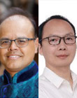 安森美電源方案事業(yè)群先進(jìn)電源部技術(shù)營(yíng)銷高級(jí)總監(jiān) Mrinal K.Das博士(左)，安森美電源方案事業(yè)群汽車主驅(qū)逆變器功率模塊中國(guó)區(qū)負(fù)責(zé)人 Bryan Lu